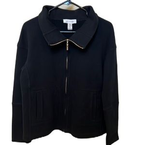 St. John Sport Women Black Jacket With Gold Zipper, Size Small